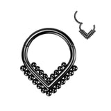 Titanium Hinged Segment Hoop Ring Beaded Chevron For Nose Septum Cartilage