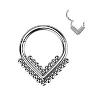 Titanium Hinged Segment Hoop Ring Beaded Chevron For Nose Septum Cartilage