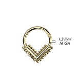 Titanium Hinged Segment Hoop Ring Beaded Chevron For Nose Septum Cartilage