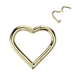 Titanium Hinged Segment Hoop Ring Heart For Nose Septum Cartilage