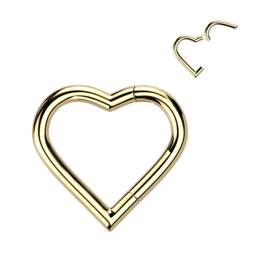 Titanium Hinged Segment Hoop Ring Heart For Nose Septum Cartilage