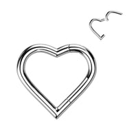Titanium Hinged Segment Hoop Ring Heart For Nose Septum Cartilage
