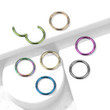 Titanium Hinged Segment Hoop Ring PVD Plated For Nose Septum Cartilage