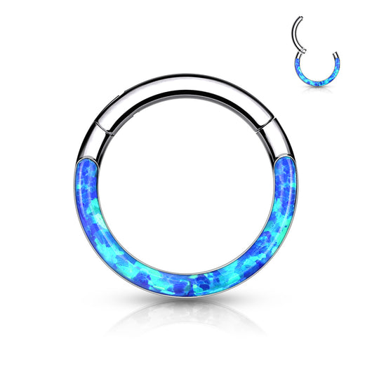 Titanium Hinged Segment Hoop Ring Opal Line For Nose Septum Cartilage