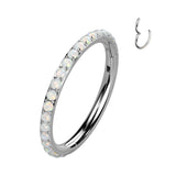 Titanium Hinged Segment Hoop Ring Opal Line For Nose Septum Cartilage