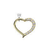 Titanium CNC CZ Heart Hinged Segment Hoop Ring Nose Septum Cartilage