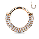 Implant Titanium Double Line CZ Hinged Segment Hoop Rings Septum