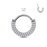 Implant Titanium Double Line CZ Hinged Segment Hoop Rings Septum