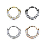Implant Titanium Double Line CZ Hinged Segment Hoop Rings Septum