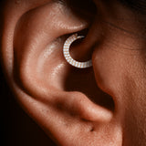 Implant Titanium Double Line CZ Hinged Segment Hoop Rings Septum