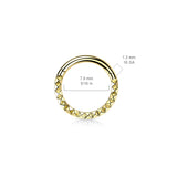 Titanium Hinged Segment Hoop Ring Studded For Nose Septum Cartilage