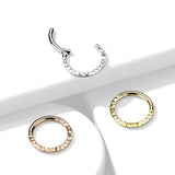Titanium Hinged Segment Hoop Ring Studded For Nose Septum Cartilage