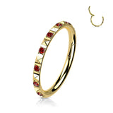 Titanium Hinged Segment Hoop Ring CZ Pyramid For Nose Septum Cartilage