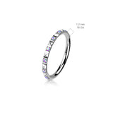 Titanium Hinged Segment Hoop Ring CZ Pyramid For Nose Septum Cartilage