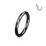 Titanium Hinged Segment Hoop Ring Faceted Side For Nose Septum Cartilage