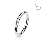Titanium Hinged Segment Hoop Ring Faceted Side For Nose Septum Cartilage