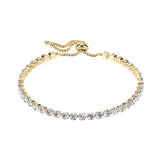 Adjustable Stainless Steel Tennis Bracelet With Prong Set CZ