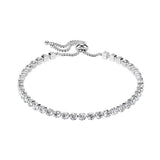 Adjustable Stainless Steel Tennis Bracelet With Prong Set CZ