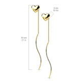 Pair Heart Threader Wave Dangle Earring