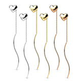 Pair Heart Threader Wave Dangle Earring