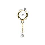 Pair Hinged Hoop Teardrop CZ Dangle Earrings Ear Cartilage Tragus