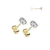Pair Round CZ .925 Sterling Silver Martini Stud Earrings