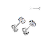 Pair Round CZ .925 Sterling Silver Martini Stud Earrings
