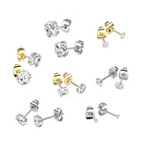 Pair Round CZ .925 Sterling Silver Martini Stud Earrings