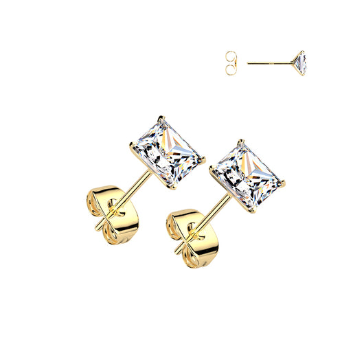 Pair Square CZ .925 Sterling Silver Martini Stud Earrings