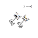 Pair Square CZ .925 Sterling Silver Martini Stud Earrings