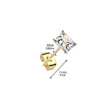 Pair Square CZ .925 Sterling Silver Martini Stud Earrings