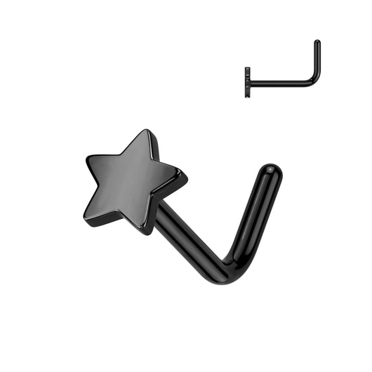 Implant Titanium Star Top L Bend Nose Stud Ring