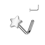 Implant Titanium Star Top L Bend Nose Stud Ring