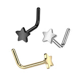 Implant Titanium Star Top L Bend Nose Stud Ring