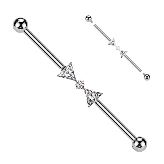 Titanium Internally Threaded CZ Ribbon Industrial Barbell