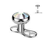 Set Of Titanium Bezel Set CZ Dermal Anchor & Titanium Base