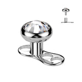 Set Of Titanium Bezel Set CZ Dermal Anchor & Titanium Base