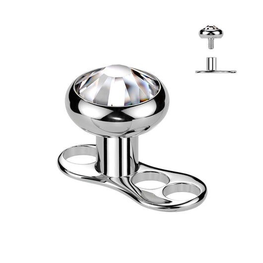 Set Of Titanium Bezel Set CZ Dermal Anchor & Titanium Base