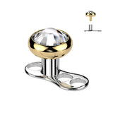 Set Of Titanium Bezel Set CZ Dermal Anchor & Titanium Base