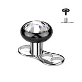 Set Of Titanium Bezel Set CZ Dermal Anchor & Titanium Base