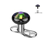 Set Of Titanium Bezel Set CZ Dermal Anchor & Titanium Base