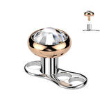 Set Of Titanium Bezel Set CZ Dermal Anchor & Titanium Base