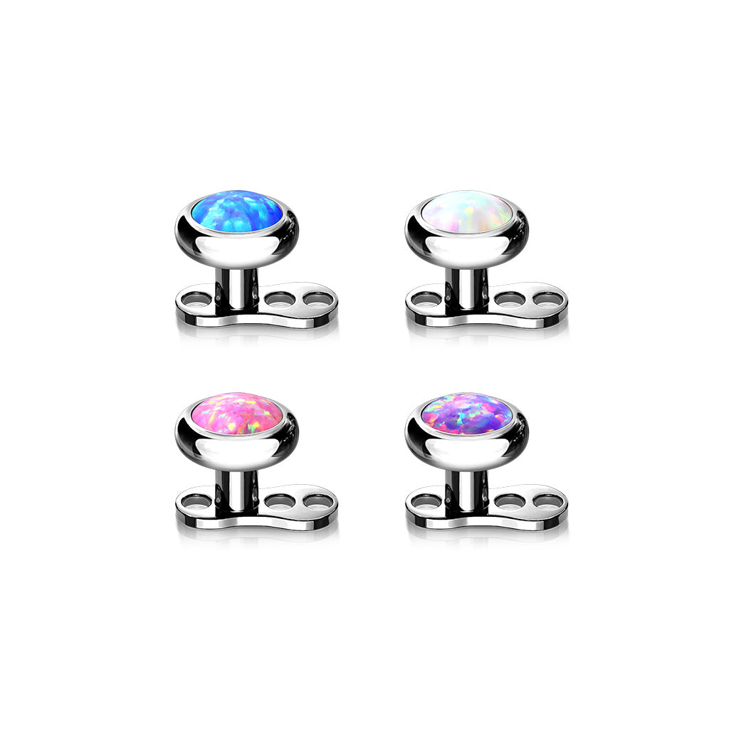 Set Of Titanium Flat Opal Top With Titanium Dermal Anchor Base