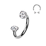 Implant Grade Solid Titanium Prong Set CZ Horseshoe