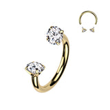 Implant Grade Solid Titanium Prong Set CZ Horseshoe