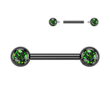Pair Implant Titanium Internally Threaded CZ Ball Nipple Barbells