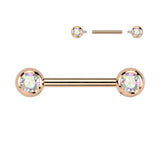 Pair Implant Titanium Internally Threaded CZ Ball Nipple Barbells