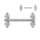 Pair Implant Titanium Trinity CZ Clusters Nipple Barbells