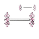 Pair Implant Titanium Trinity CZ Clusters Nipple Barbells