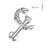 Titanium CZ Crescent Moon Top Lip Labret Ear Cartilage